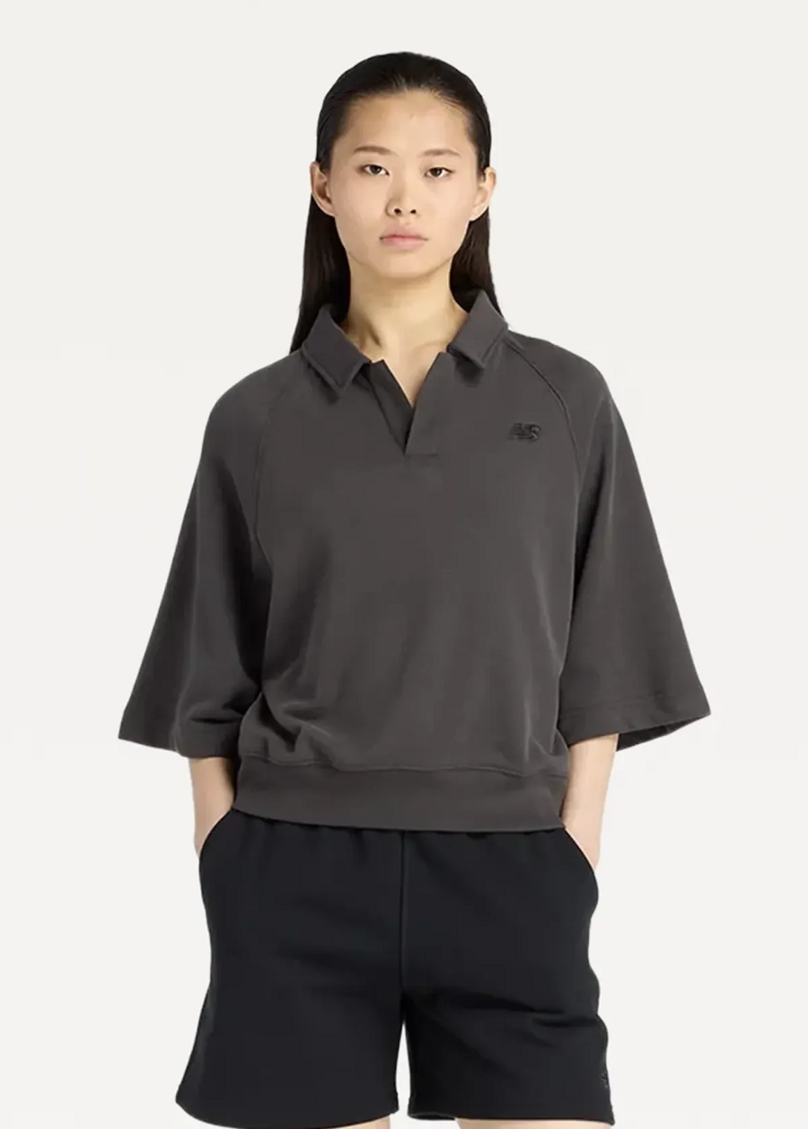 Футболка жіноча New Balance Coastal Fleece Oversized Polo графітового кольору
