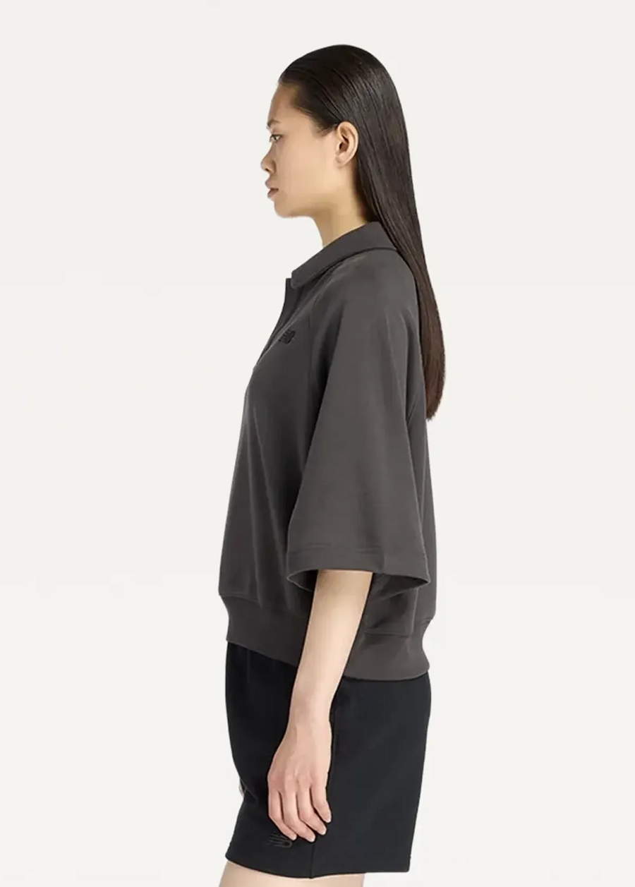 Футболка жіноча New Balance Coastal Fleece Oversized Polo графітового кольору