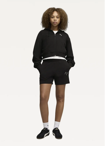 Спортивні шорти жіночі PUMA ESS SCRIPT High-Waist Shorts чорного кольору