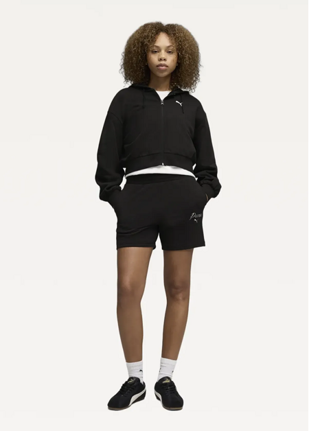 Спортивні шорти жіночі PUMA ESS SCRIPT High-Waist Shorts чорного кольору