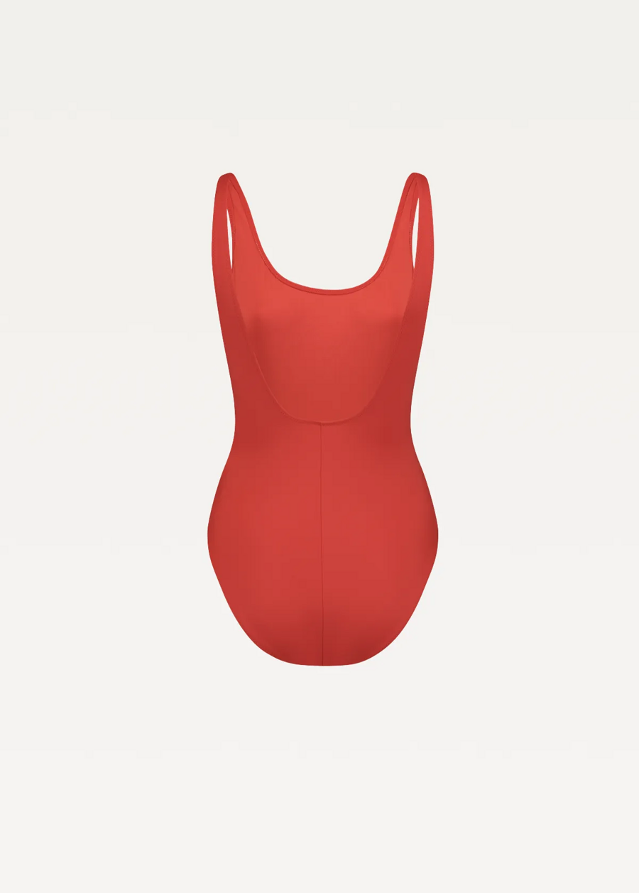 Спортивный купальник женский PUMA SWIM WOMEN SWIMSUIT 1P красного цвета