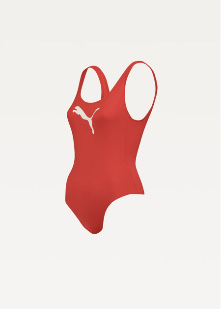 Спортивный купальник женский PUMA SWIM WOMEN SWIMSUIT 1P красного цвета