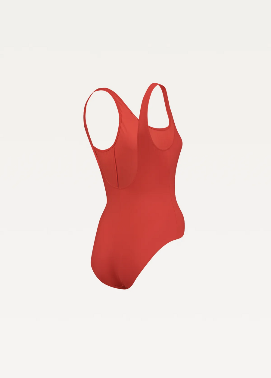 Спортивный купальник женский PUMA SWIM WOMEN SWIMSUIT 1P красного цвета
