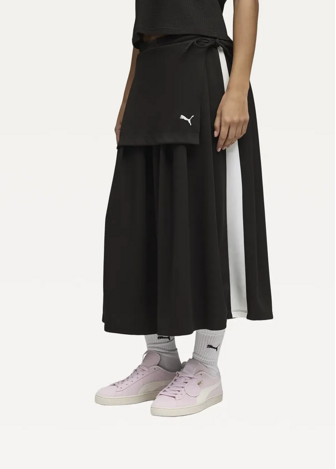 Юбка спортивная женская PUMA T7 Midi Pleated Skirt черного цвета