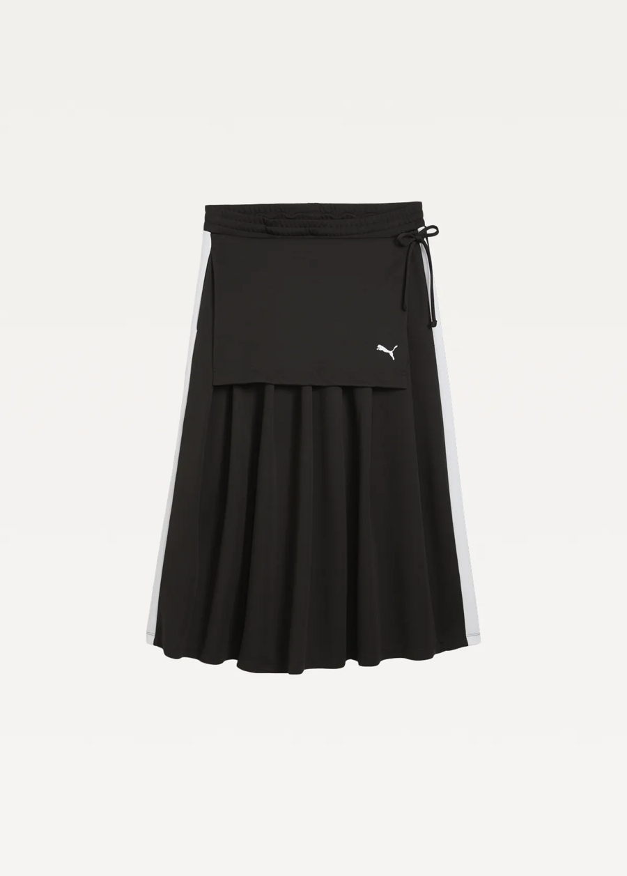 Юбка спортивная женская PUMA T7 Midi Pleated Skirt черного цвета