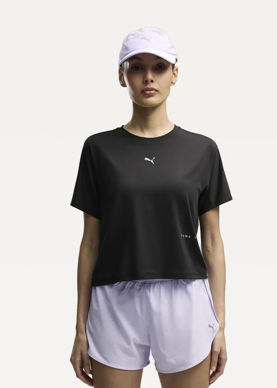 Футболка женская PUMA W BRIGHTSTRIDE Cloudspun Tee черного цвета