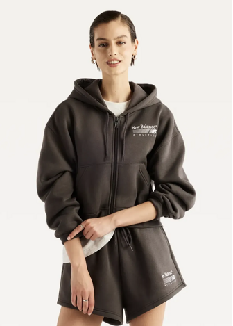 Худі жіноче New Balance Trackside Fleece Full Zip чорного кольору