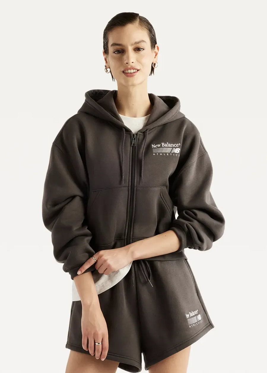 Худі жіноче New Balance Trackside Fleece Full Zip чорного кольору
