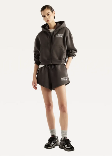 Худі жіноче New Balance Trackside Fleece Full Zip чорного кольору