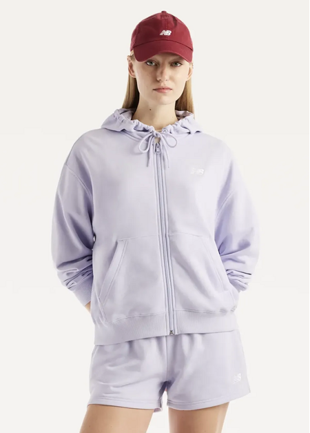 Худі жіноче New Balance Sport Essentials FT Full Zip бузкового кольору