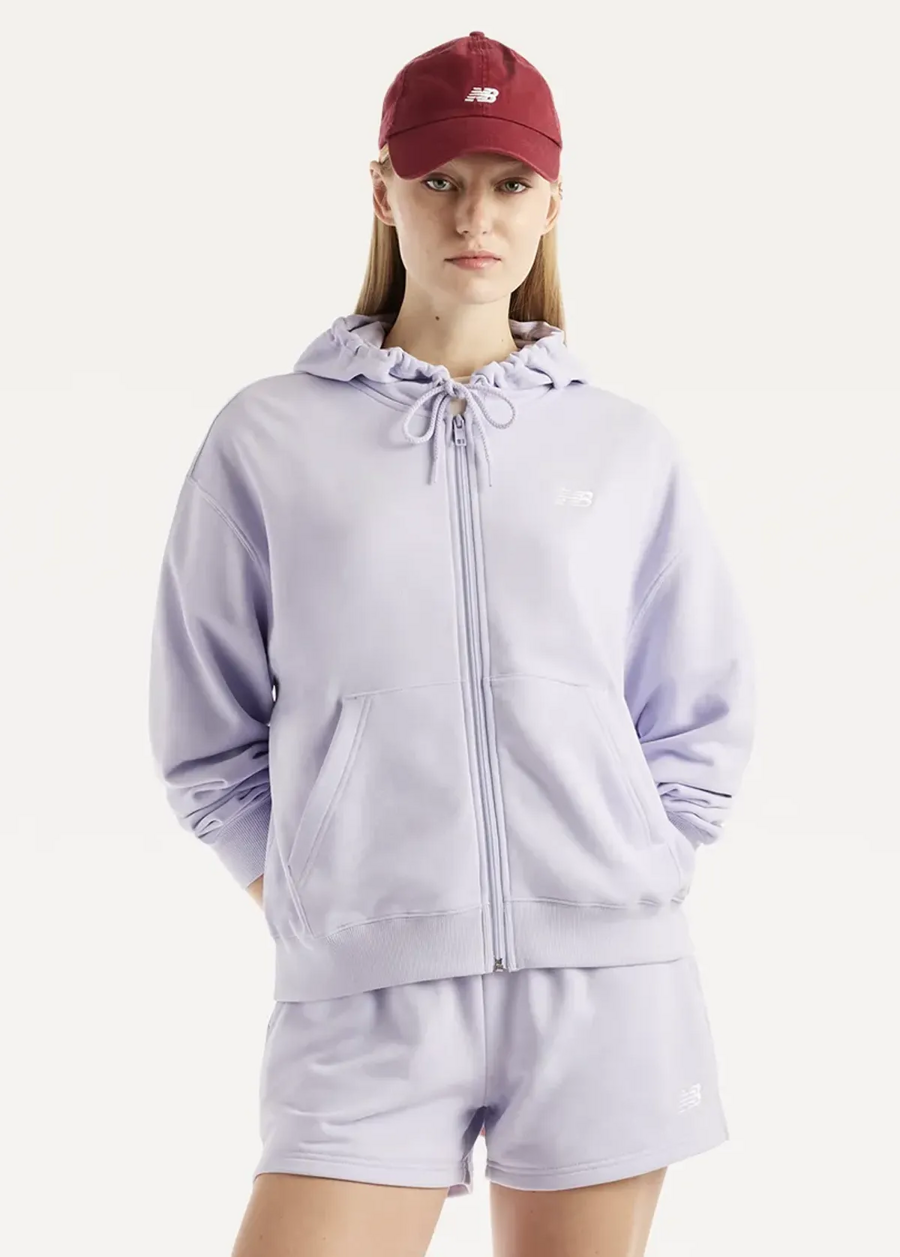 Худі жіноче New Balance Sport Essentials FT Full Zip бузкового кольору