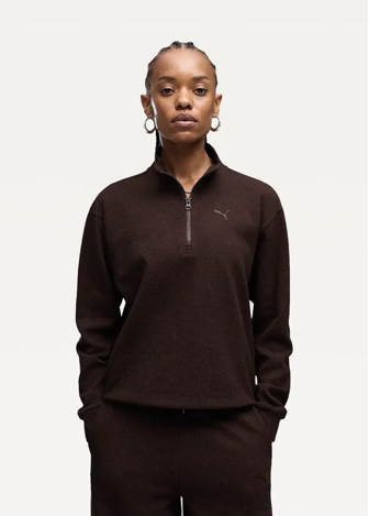 Світшот жіночий PUMA ESS ELEVATED Half-Zip Chocolate Fondue