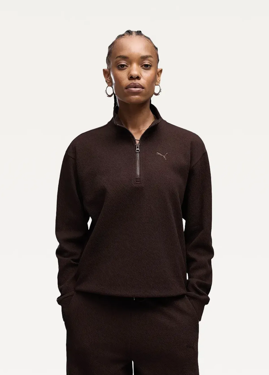 Світшот жіночий PUMA ESS ELEVATED Half-Zip Chocolate Fondue