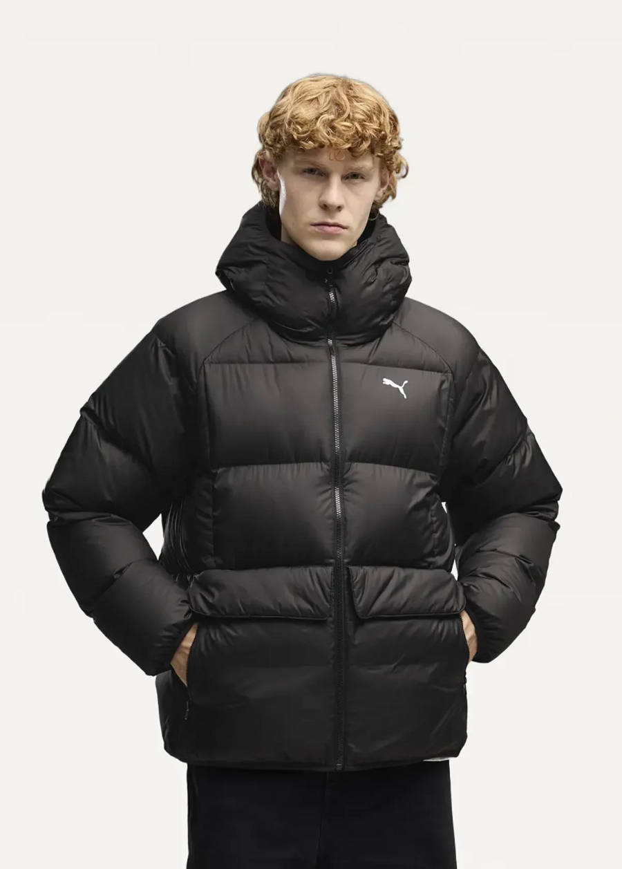 Куртка-пуховик чоловічий PUMA Hooded Down Puffer Jacket M чорного кольору