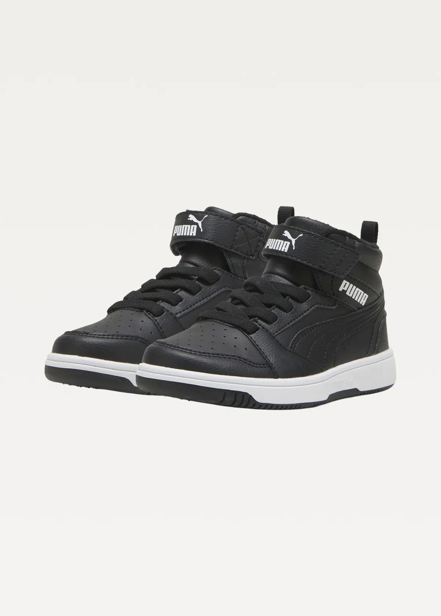 Високі кросівки дитячі PUMA Puma Rebound V6 Mid WTR AC+PS Unisex чорного кольору
