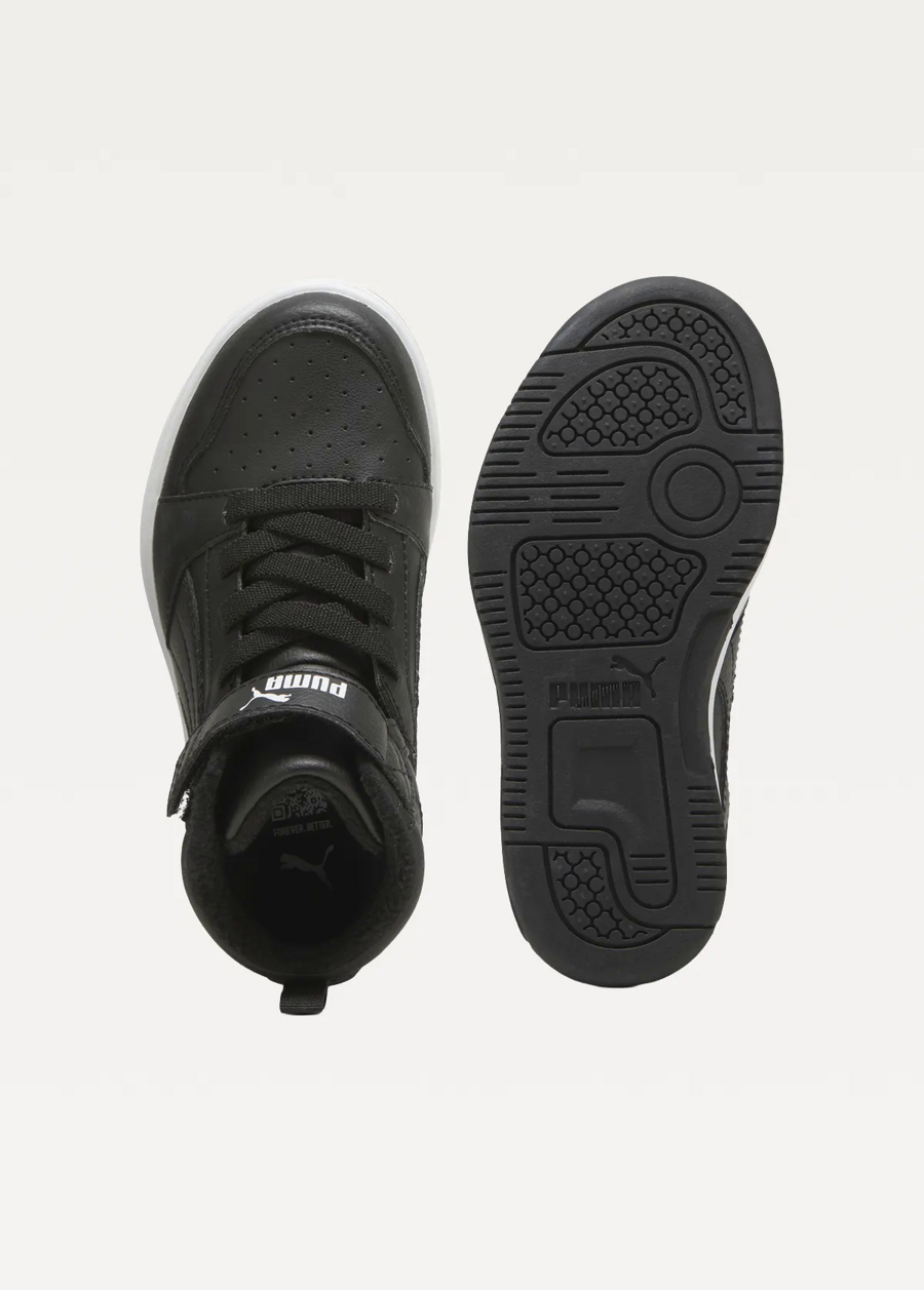 Високі кросівки дитячі PUMA Puma Rebound V6 Mid WTR AC+PS Unisex чорного кольору
