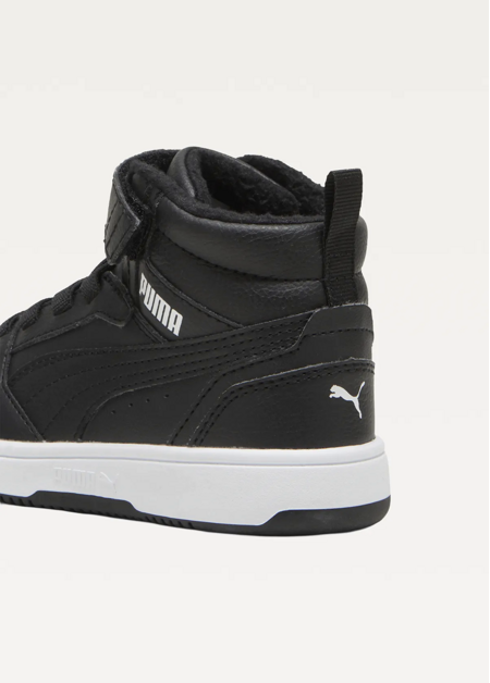 Високі кросівки дитячі PUMA Puma Rebound V6 Mid WTR AC+PS Unisex чорного кольору