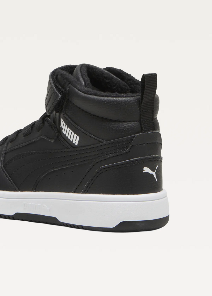 Високі кросівки дитячі PUMA Puma Rebound V6 Mid WTR AC+PS Unisex чорного кольору