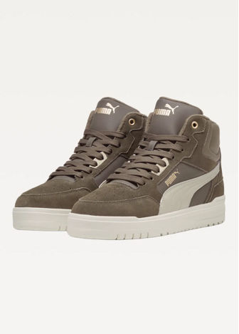 Високі кросівки чоловічі PUMA Shuffle Downtown Mid WTR Flat Bronze-Desert Dust-PUMA Gold