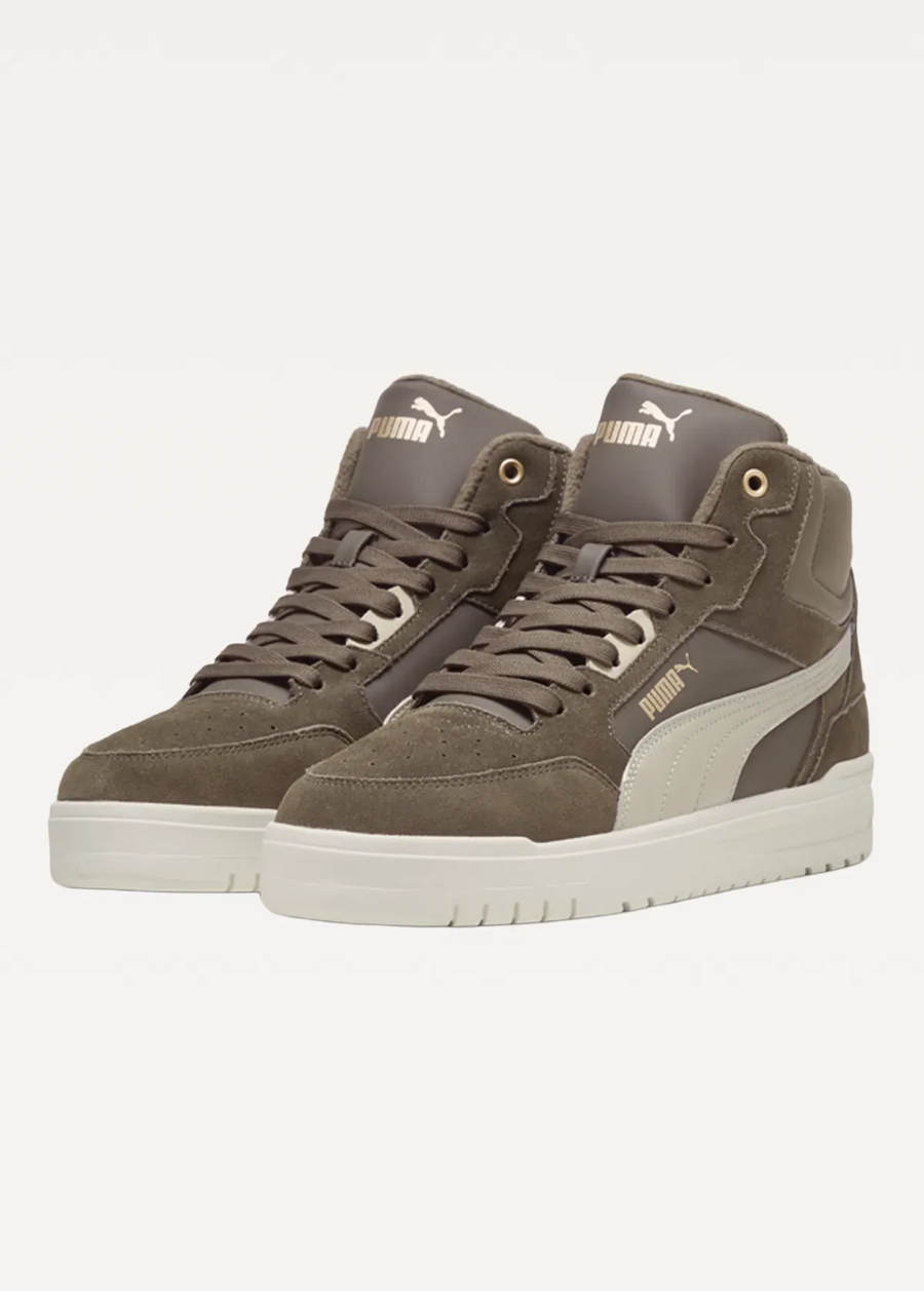 Високі кросівки чоловічі PUMA Shuffle Downtown Mid WTR Flat Bronze-Desert Dust-PUMA Gold