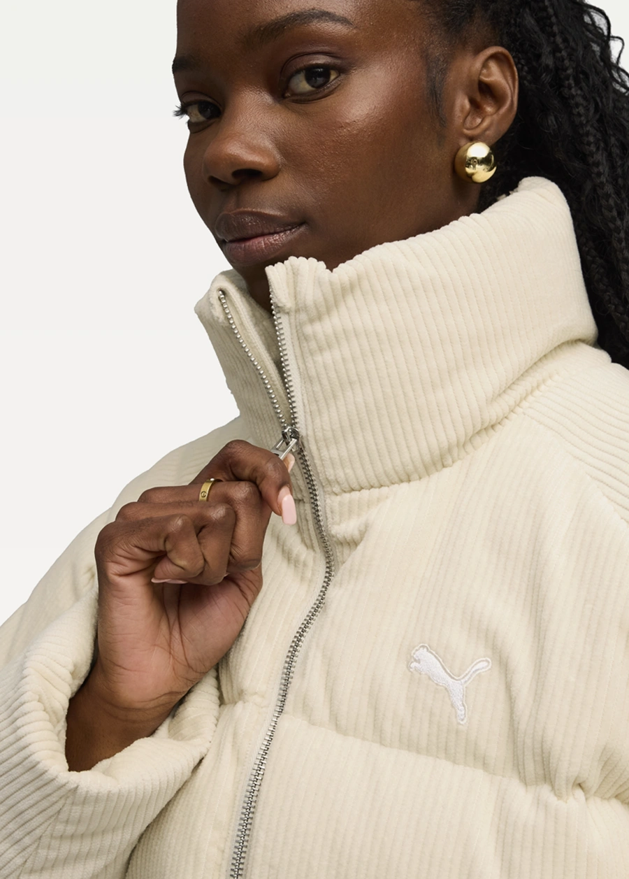 Куртка жіноча PUMA Corduroy Puffer Jacket Alpine Snow | Купити в