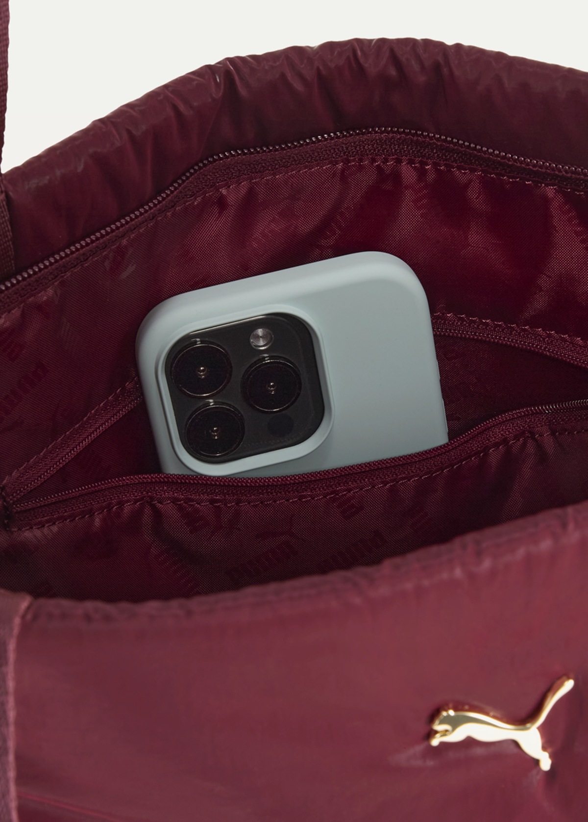 Сумка-шопер женская PUMA UP Shopper Ruby Shimmer-metallic gold logo