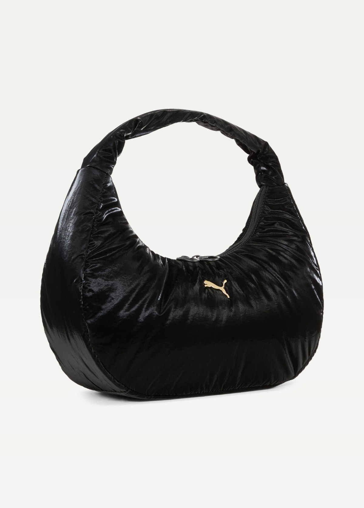Сумка жіноча PUMA UP Hobo Bag чорного кольору-metallic gold logo