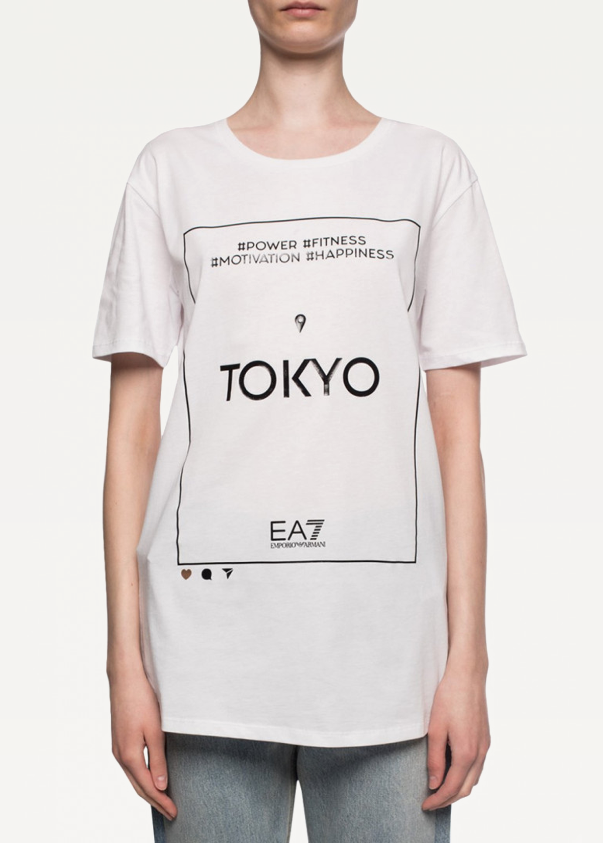 Футболка жіноча з джерсі білого кольору EA7 Emporio Armani білого кольору