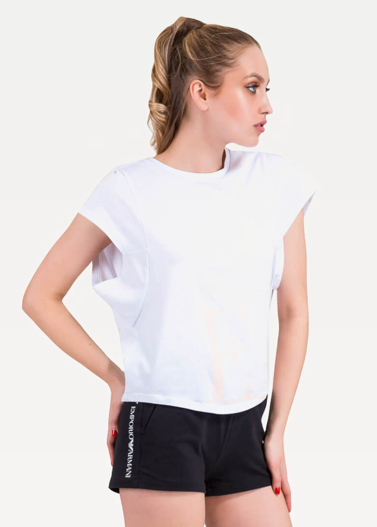 Футболка жіноча з джерсі EA7 Emporio Armani білого кольору