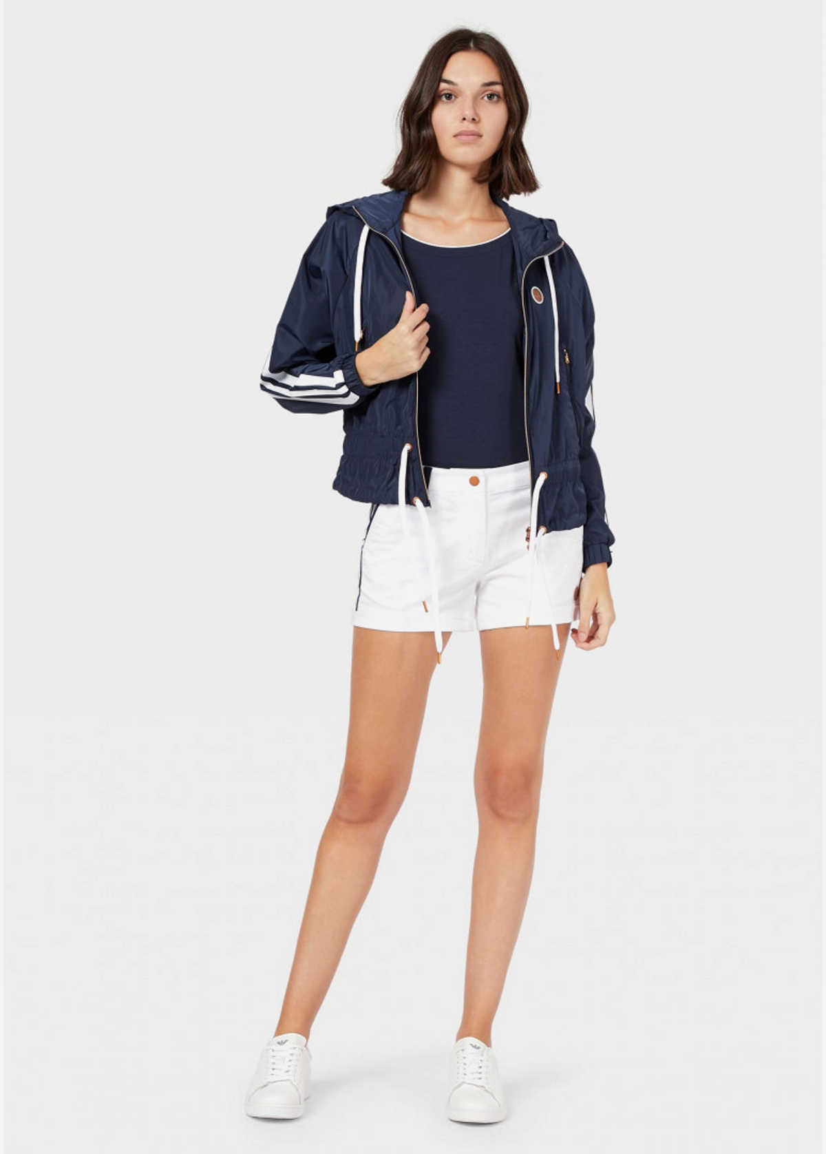 Жіноча футболка з джерсі темно-синього кольору EA7 Emporio Armani