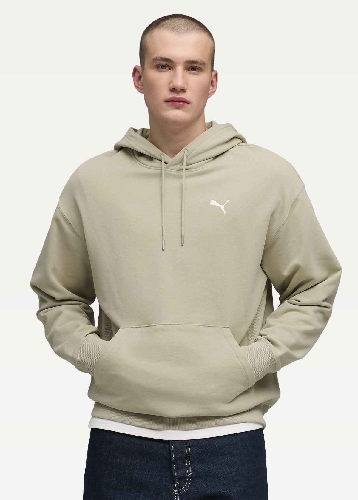 Худі чоловіче PUMA WARDROBE ESS Relaxed Hoodie Pebble Gray