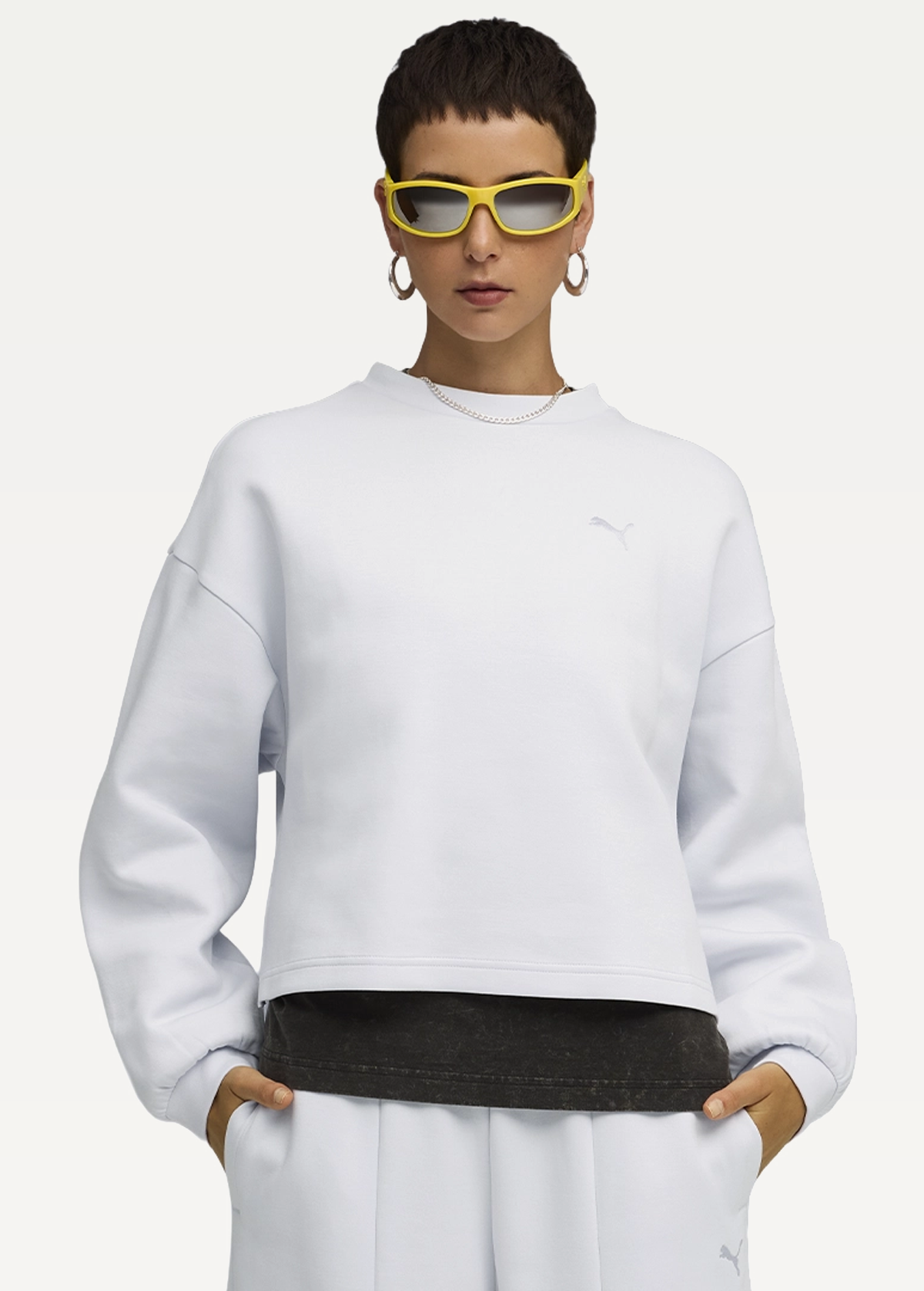 Світшот жіночий PUMA WARDROBE ESS Oversized Crew Silver Mist