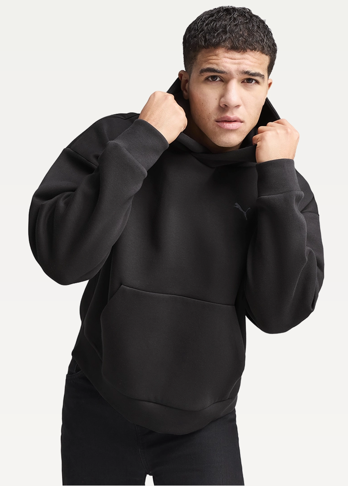 Худі чоловіче PUMA WARDROBE ESS Boxy Hoodie DK чорного кольору