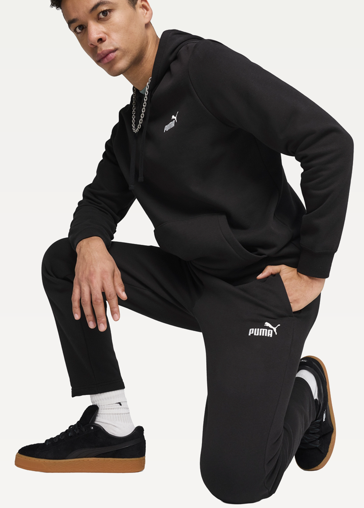 Штаны спортивные мужские PUMA ESS No. 1 Logo Sweatpants черного цвета