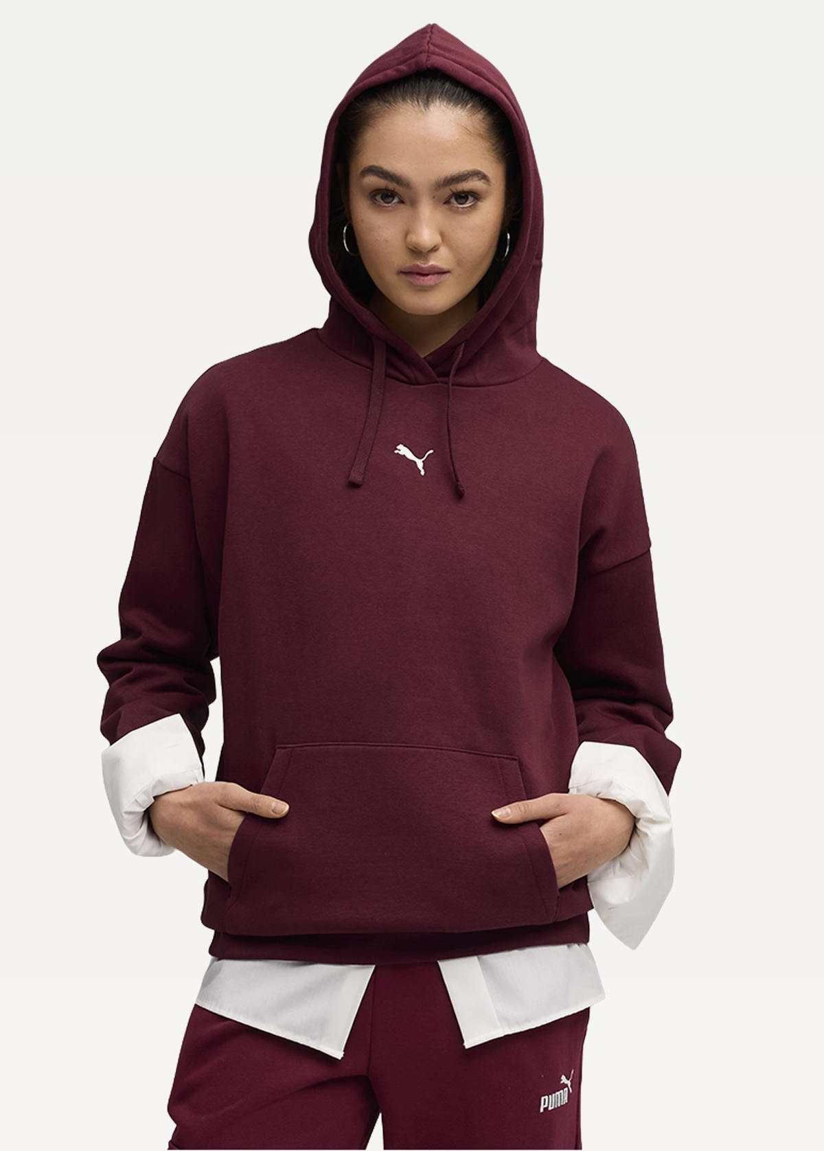 Худі жіноче PUMA ESS Oversized Hoodie Ruby Shimmer