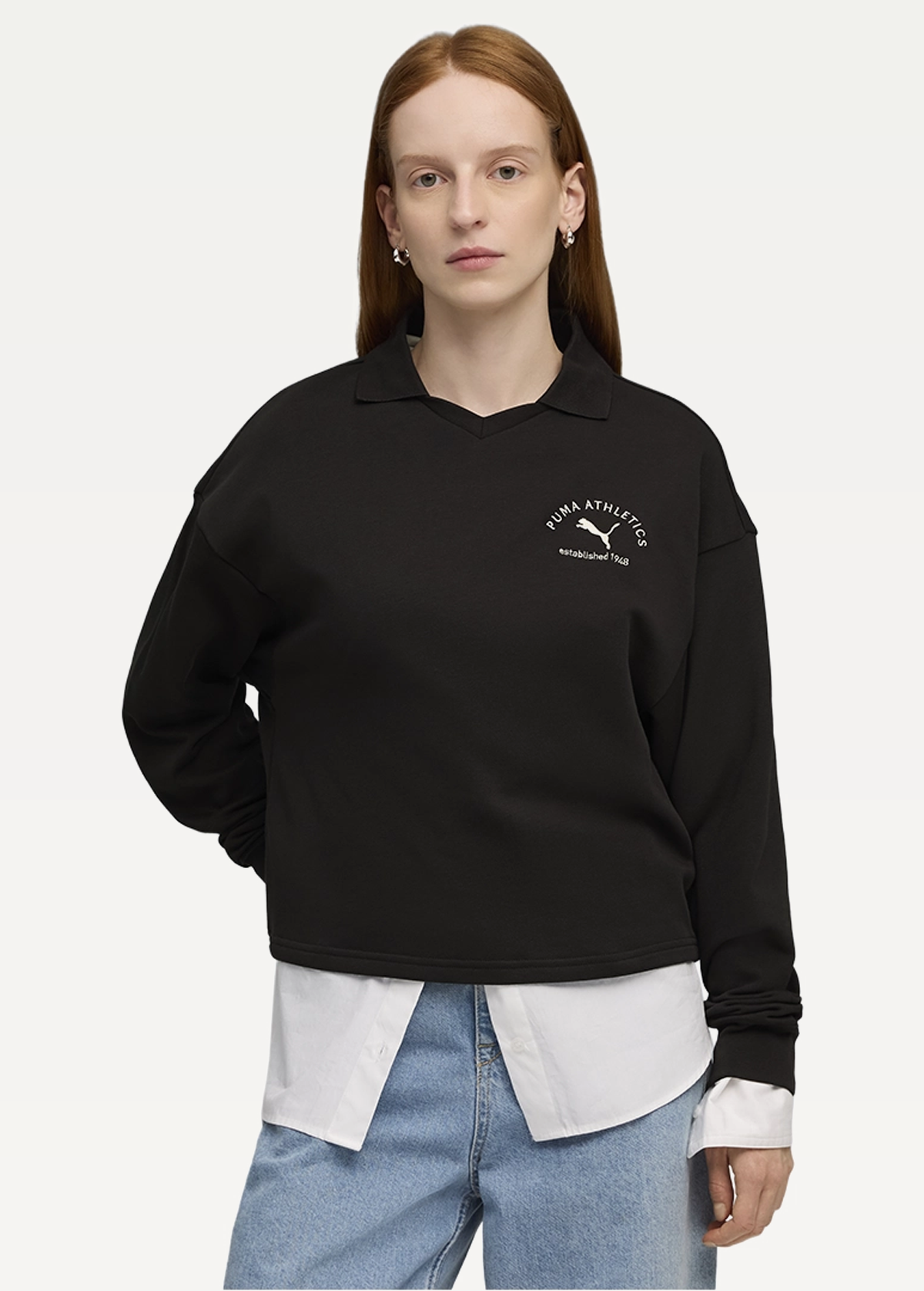 Світшот жіночий PUMA CLASS Comfort Polo Crew чорного кольору