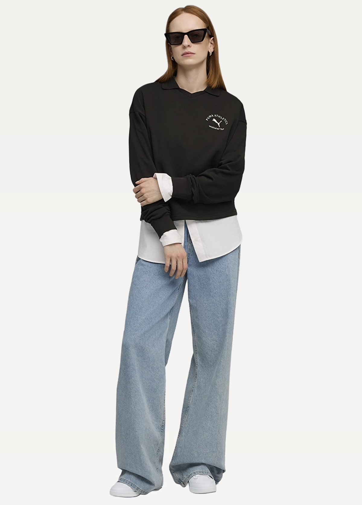 Світшот жіночий PUMA CLASS Comfort Polo Crew чорного кольору