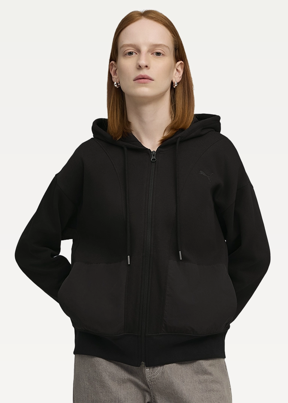 Худі жіноче PUMA HER Relaxed Full-Zip Hoodie чорного кольору