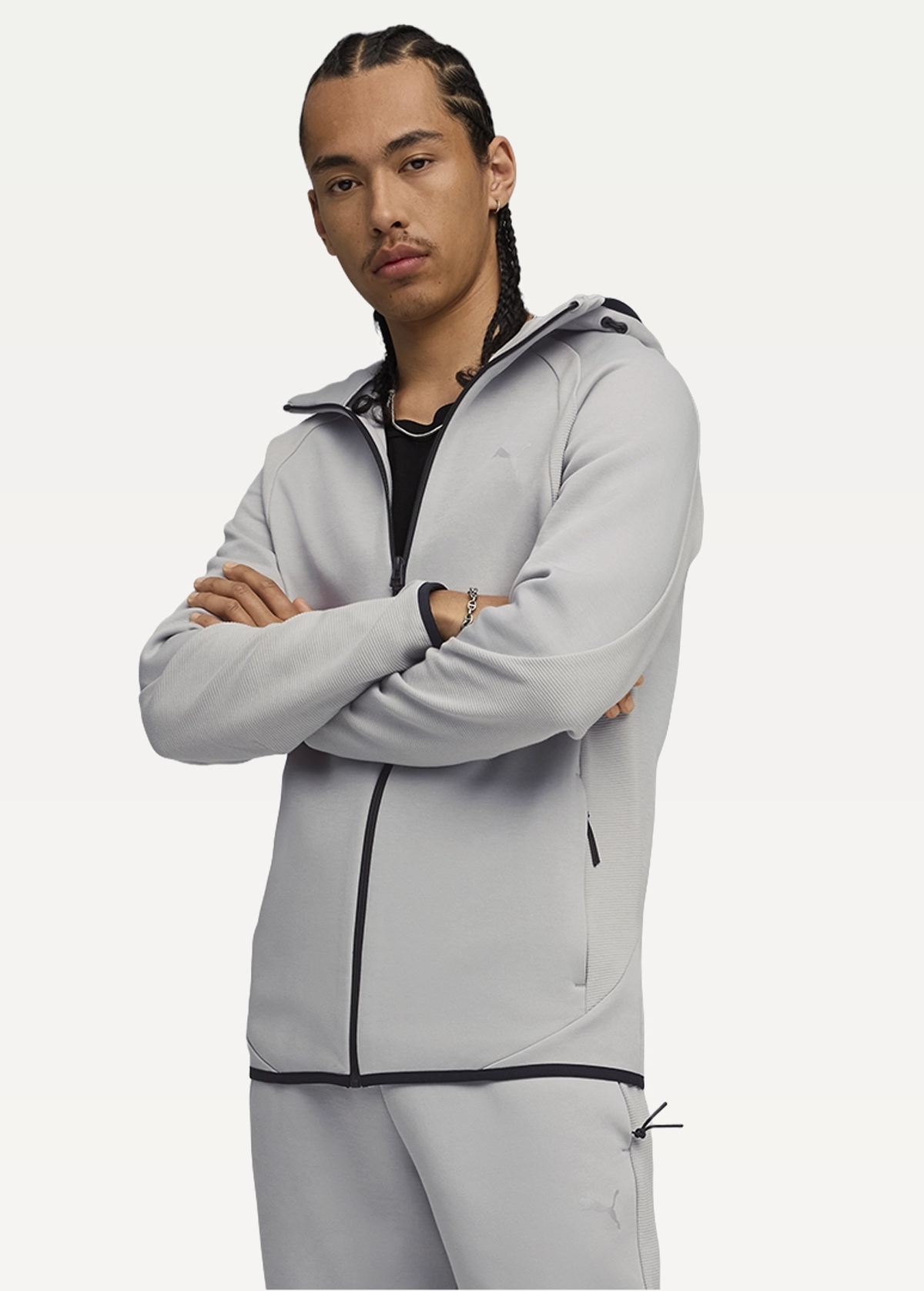 Худі чоловіче PUMA EVOSTRIPE FZ Hoodie DK Gray Echo сірого кольору