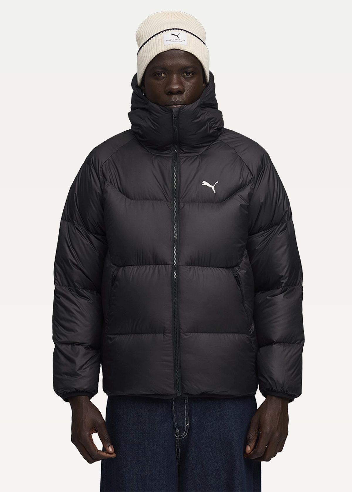 Куртка пуховик мужской PUMA Hooded Down Puffer Jacket черного цвета