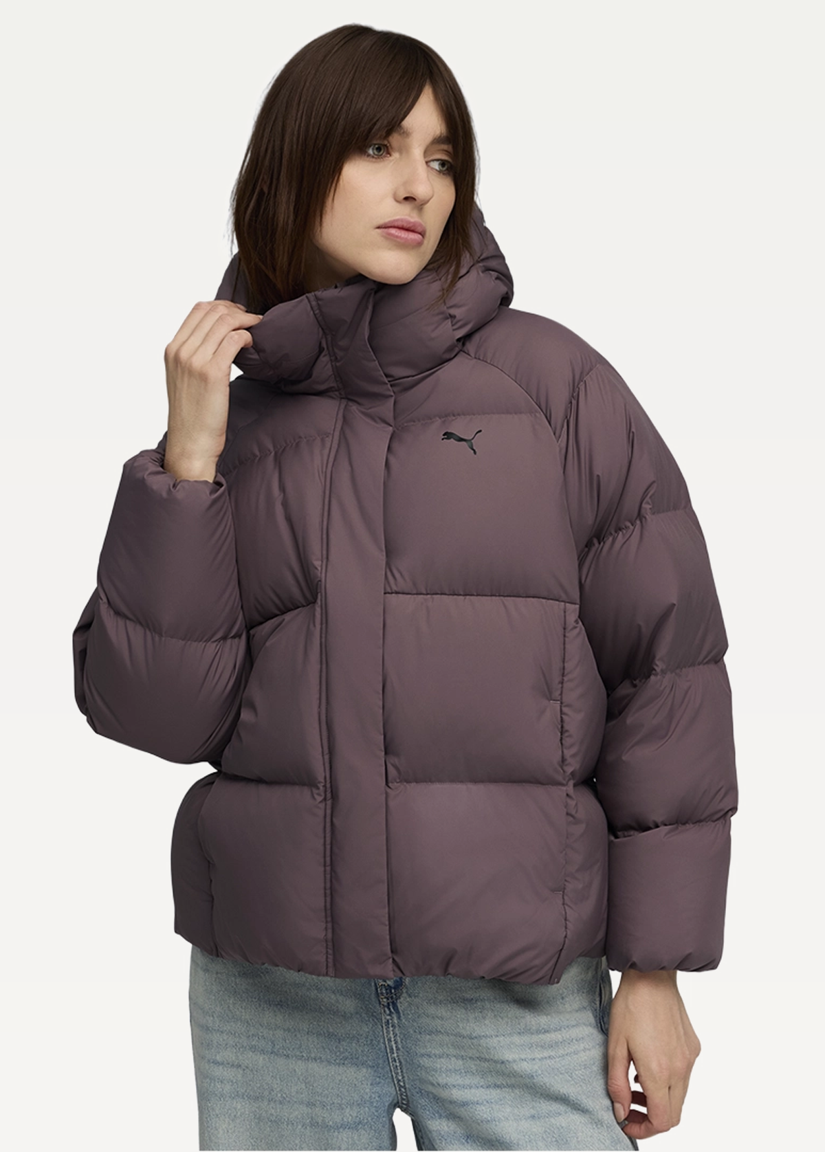 Куртка пуховик женский PUMA Hooded Down Puffer Jacket Raisin