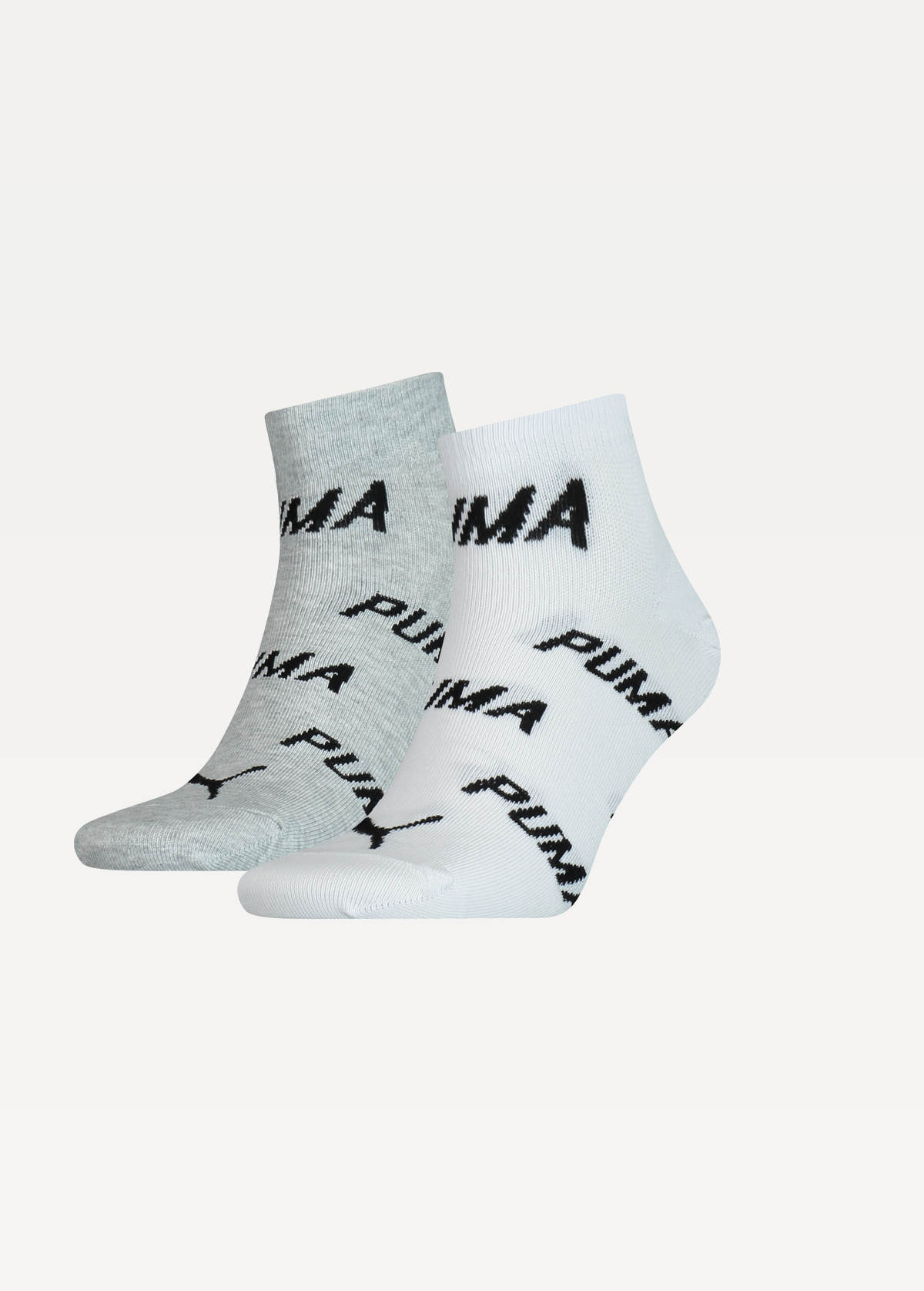 Шкарпетки чоловічі-жіночі Puma UNISEX BWT QUARTER 2P біло-сірого кольору