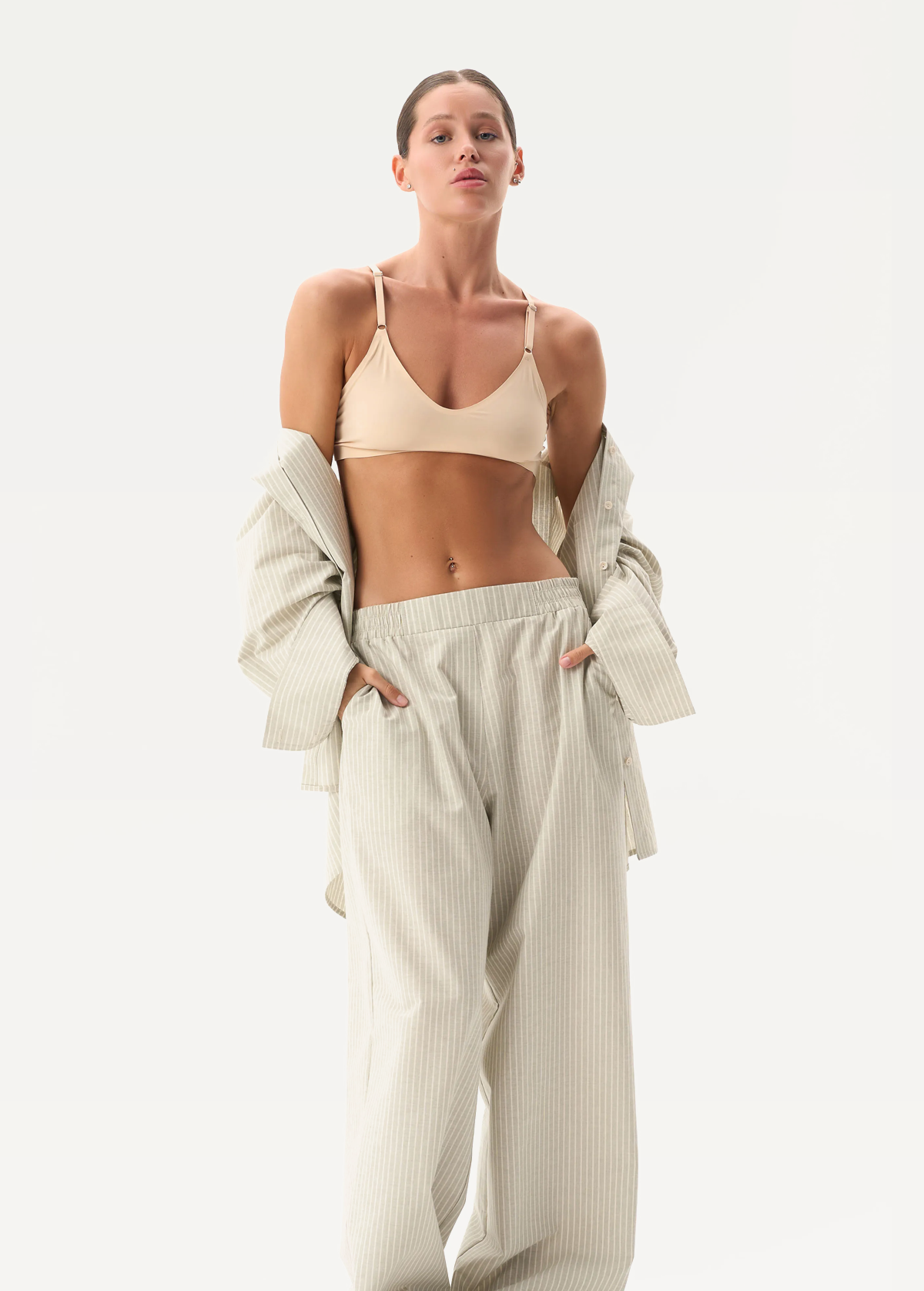 Штаны FRND FOR FRIENDS Fancy Pants Strip женские оливкового цвета