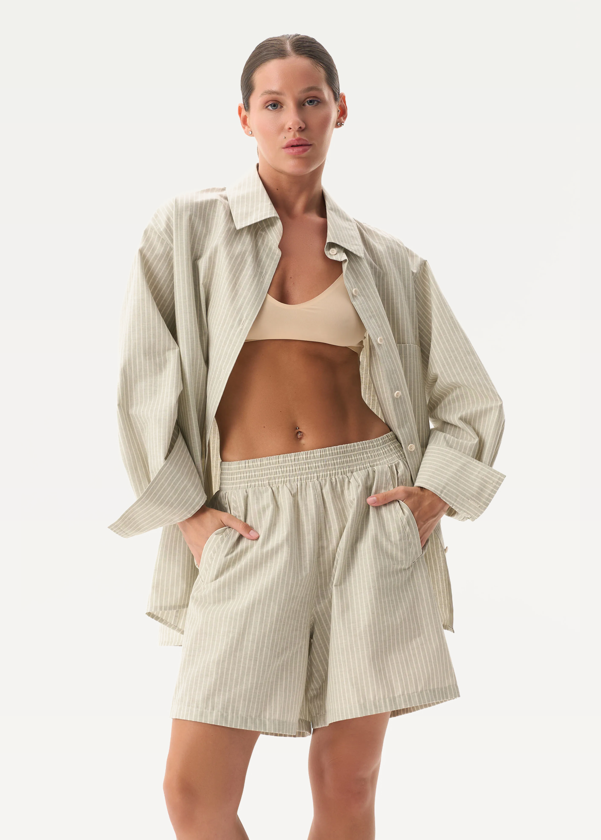 Шорти FRND FOR FRIENDS Fancy Shorts Strip жіночі оливкового кольору