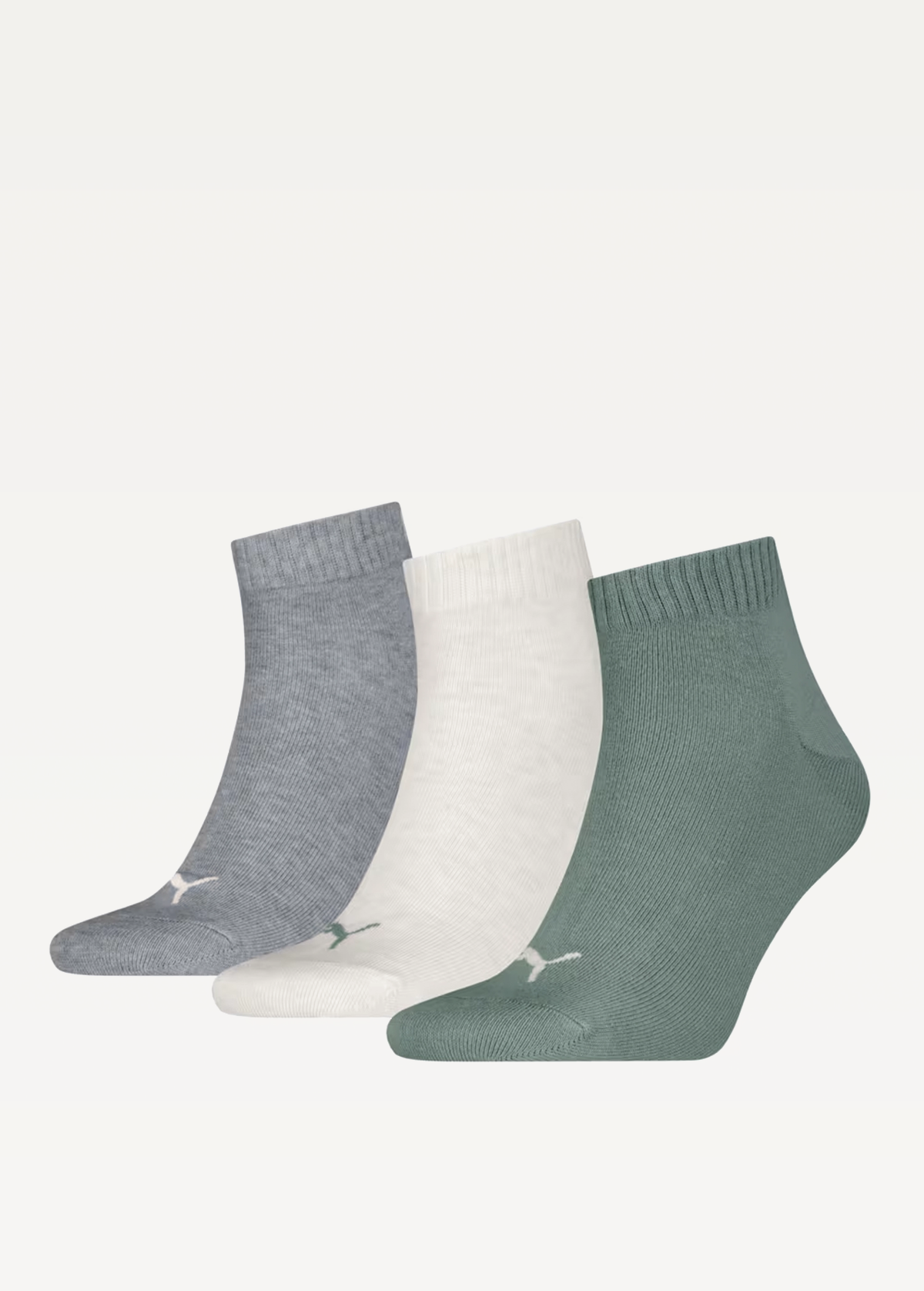 Шкарпетки PUMA UNISEX QUARTER PLAIN 3P Зелений / Сірий
