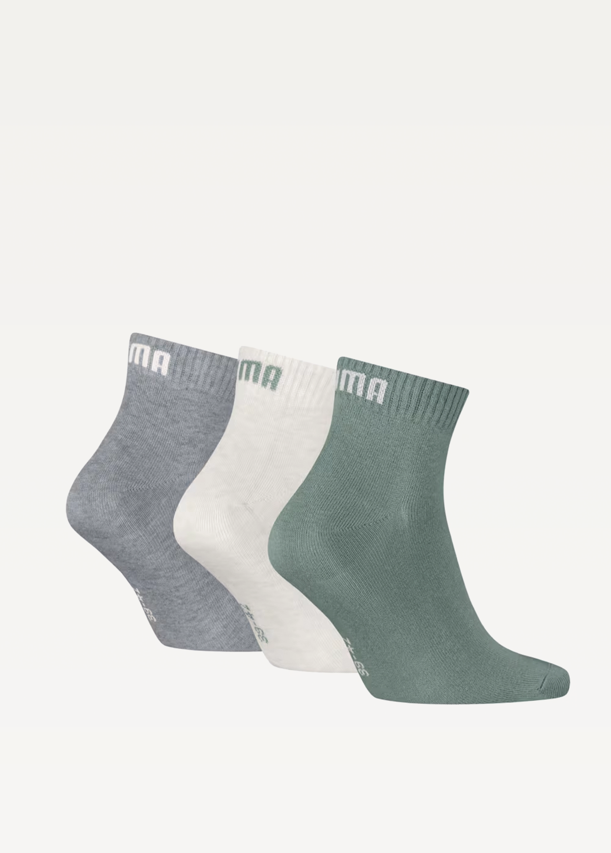 Шкарпетки PUMA UNISEX QUARTER PLAIN 3P Зелений / Сірий