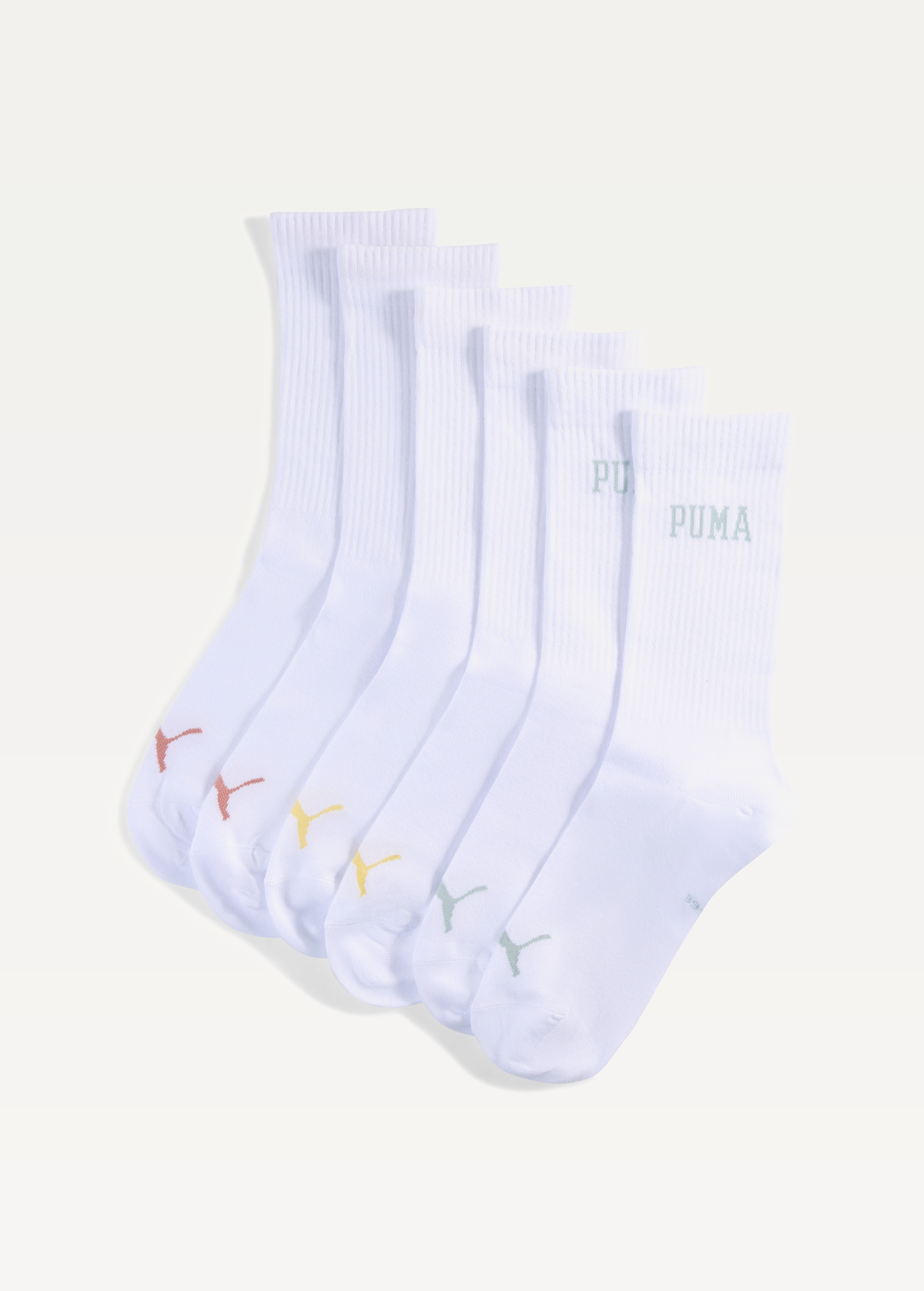 Шкарпетки PUMA UNISEX LOGO CREW 3P white combo білого кольору