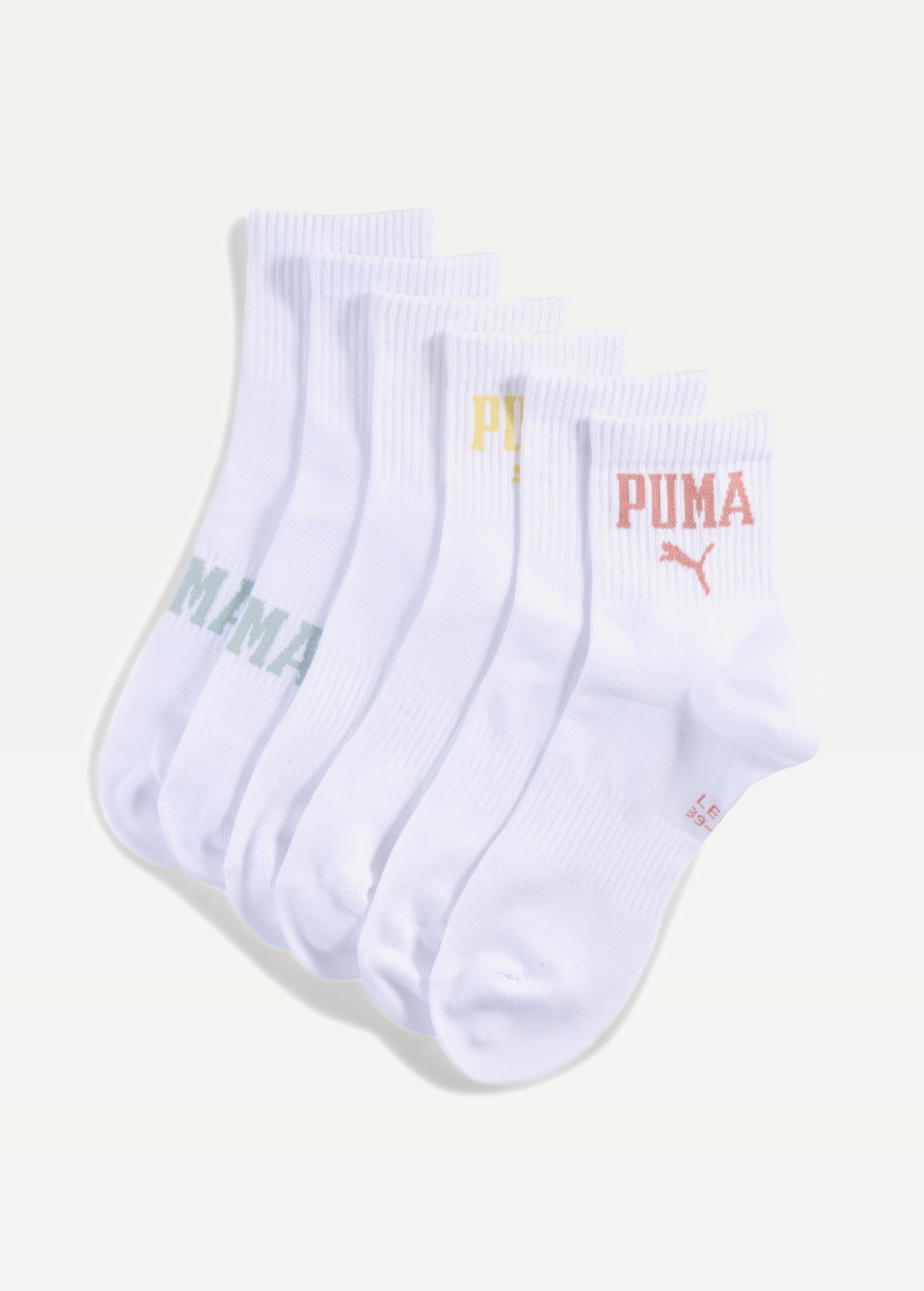 Шкарпетки PUMA UNISEX LOGO SHORT CREW white combo білого кольору