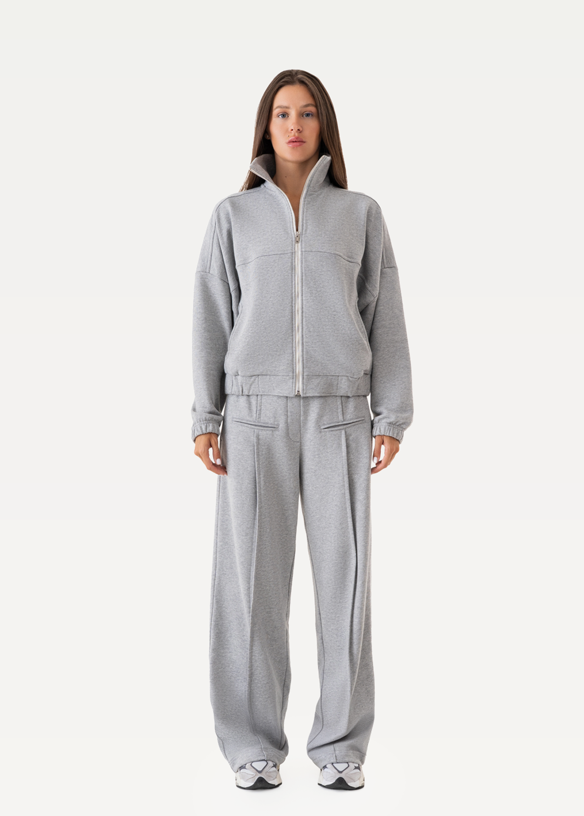 Свитшот женский на молнии FRND FOR FRIENDS Stage цвета светло-серый меланж