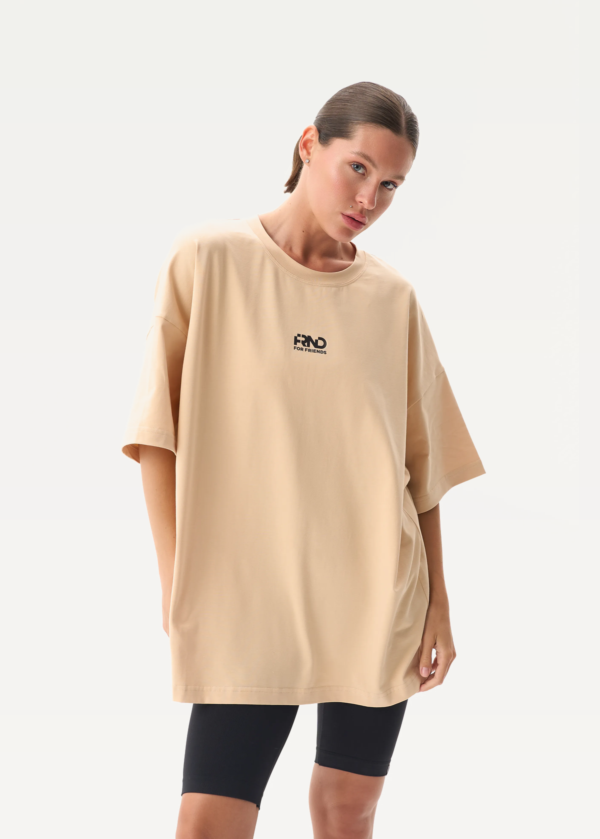 Футболка FRND FOR FRIENDS Volume жіноча бежевого кольору